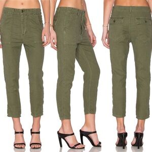 The Great Slouch Army Pants Green Womens‎ Size 26 USA Made Revolve Linen Tencel